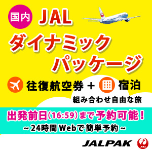 国内 JAL ダイナミックパッケージ 往復航空券+宿泊の組み合わせ自由な旅 出発前日(16:59)まで24時間WEBで予約可能